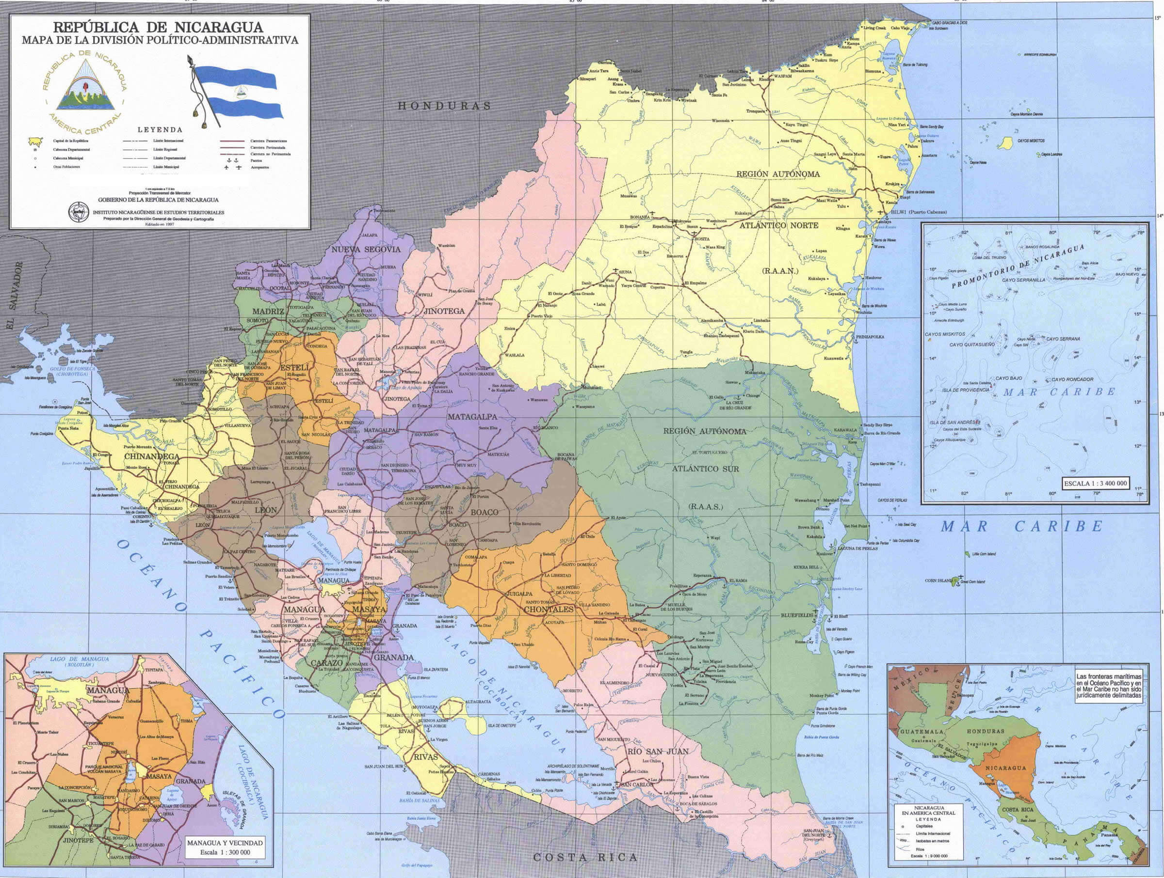 Nicaragua Regional Map